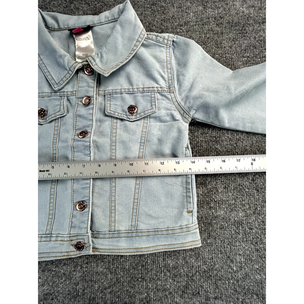 Vince Camuto Girls Size 6 Light Wash Denim Jacket Sequin Heart Back Button Front - Picture 7 of 8